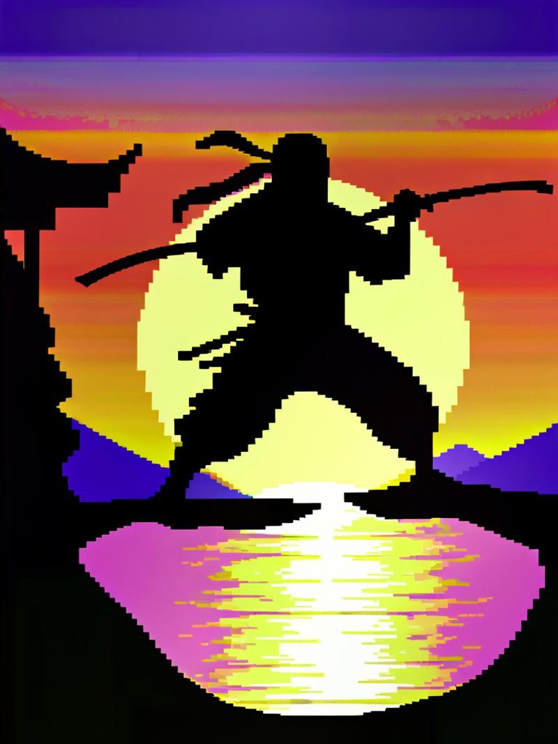 02025-dreamshaperXL10_alpha2Xl10-silhouette of a ninja kata at sunset dither.jpg